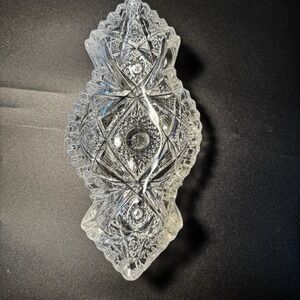 Sawtooth Edge Pressed Glass Relish Candy Dish Vintage‎ 8"